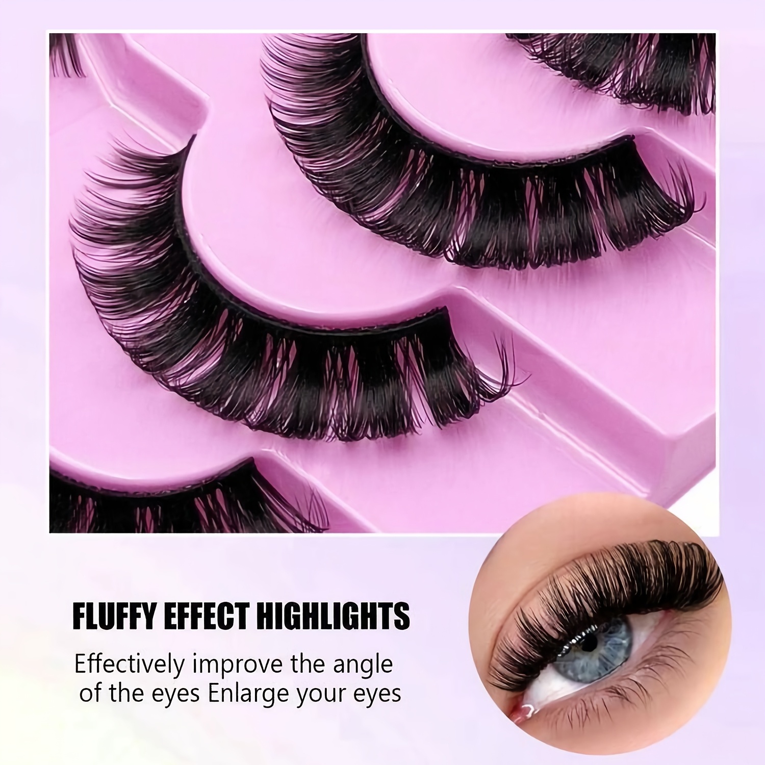 Image of 7 Pairs Strip Lashes, D- Eyelashes, Soft And Fluffy, , Suitable For , Holiday Parties, Reusable