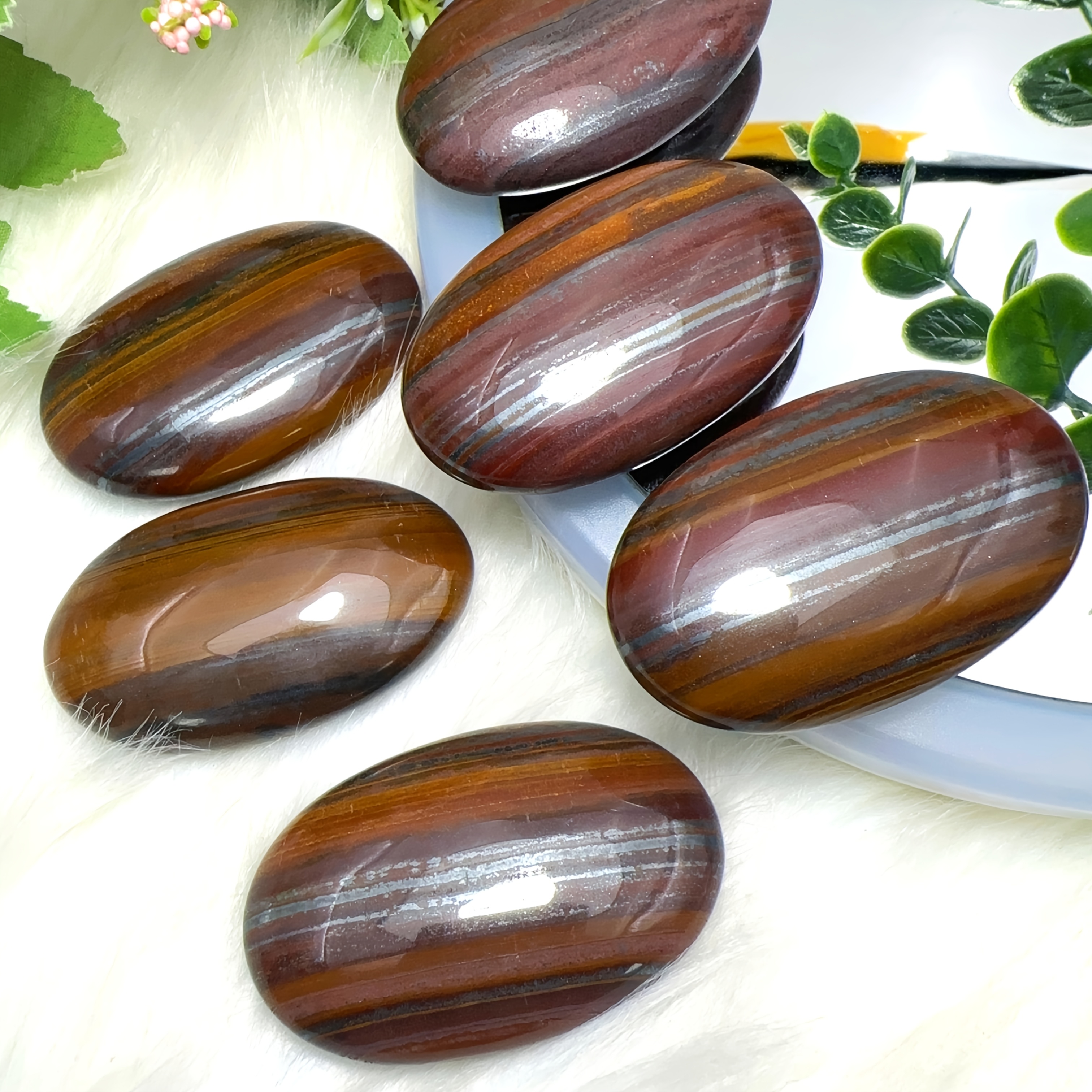 1pc   eye   palm   - 1.97-2.3 inch natural polished   with golden-brown stripes,   decor for home, christmas & holiday gifts,   grids, home decoration, glossy  , durable glossy exterior details 0