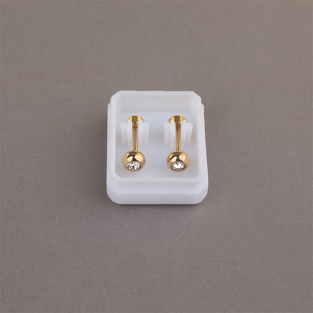 TEMU 1 Pair Of Minimalist Light Luxury Women's Ball Stud Earrings With Rhinestones, Men's Ultra-sparkling Synthetic Zirconia Earrings, Hypoallergenic