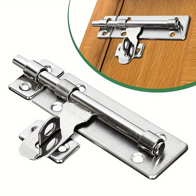 

4 Inch Hardware Door Lock Stainless Steel Barrel Bolt Padlock Clasp Set Brushed For Locking Door Window Drawer Cupboard