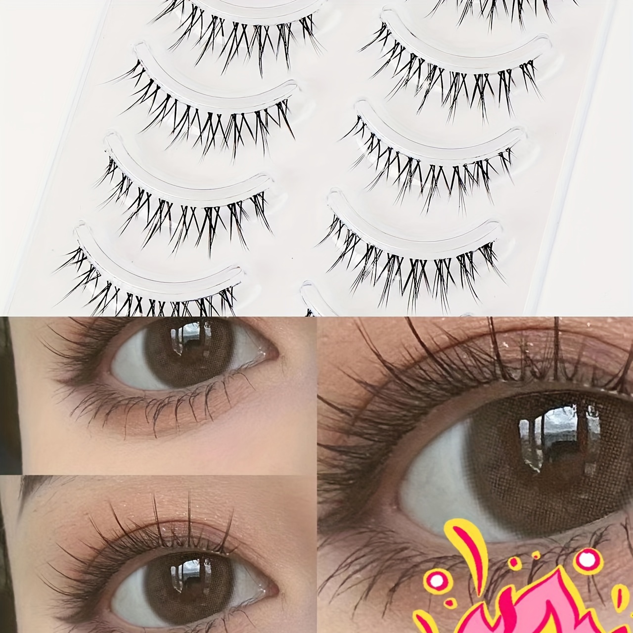 

Move 5 Pairs Set Transparent Band 3d False Eyelashes - Upper & Lower Lashes, Natural Fluffy , Self-adhesive Beginner-friendly Reusable, Doll Anime Style, Mixed Lengths 6-9mm & 10-12mm