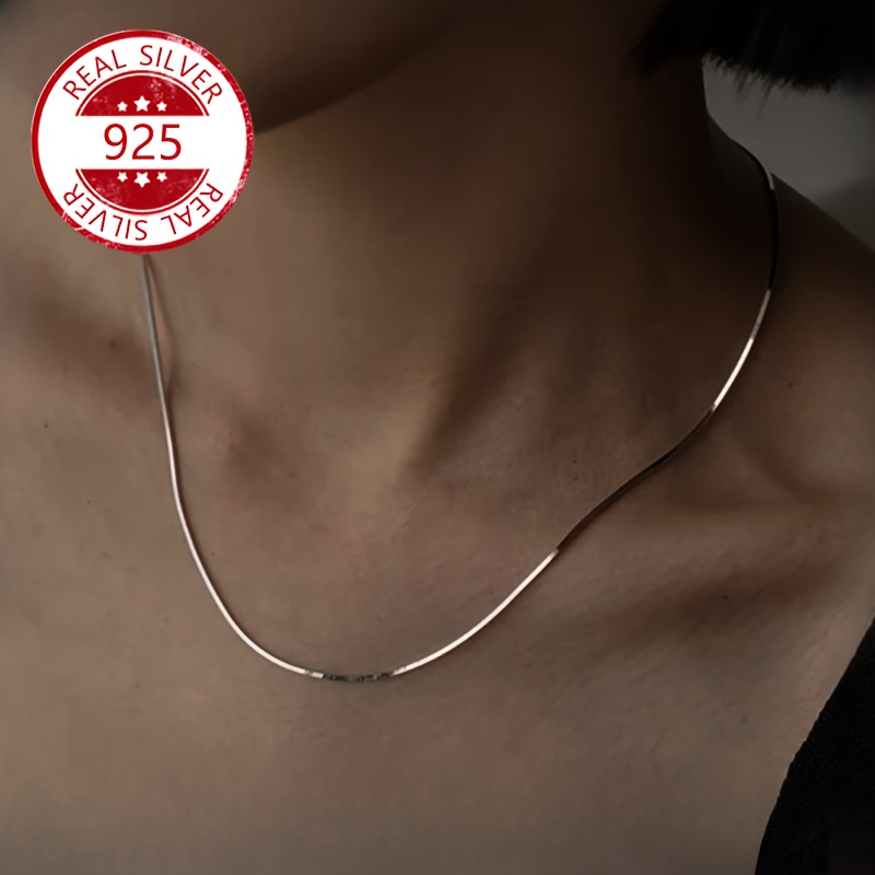 

925 Sterling Silver Hypoallergenic Chain Clavicle Chain Snake Bone Chain Necklace Female Luxury Clavicle Chain Simple Accessories Gift For Women With Gift Box