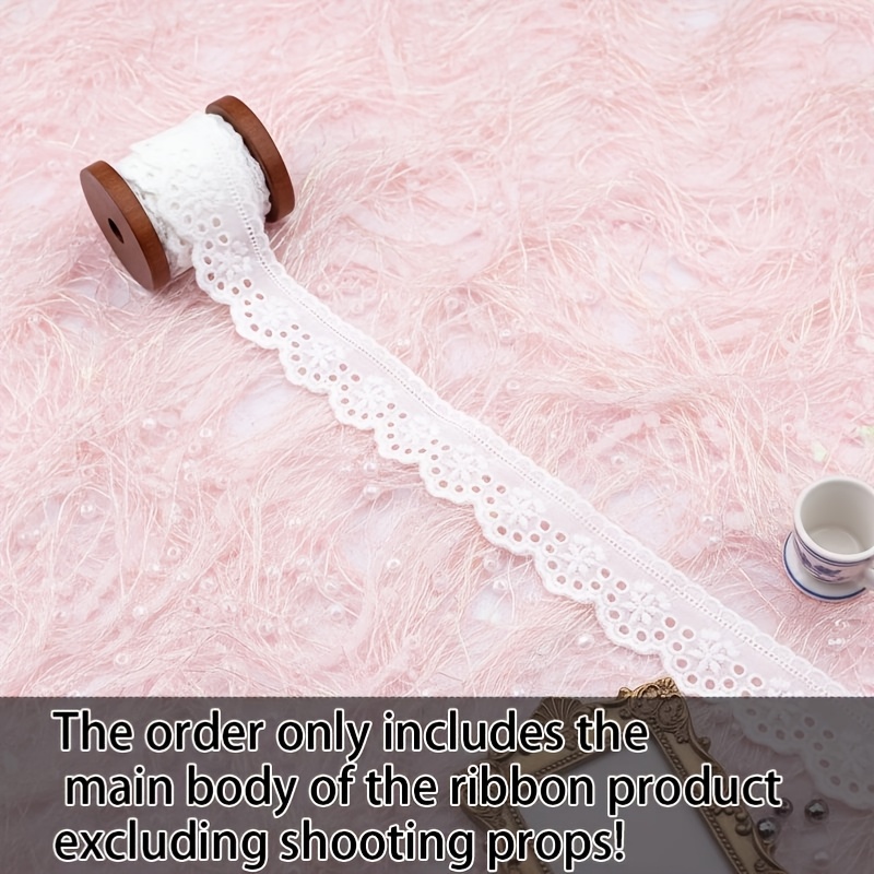 TEMU 2yd/32mm(1.26inch) Small Flower Dot Mesh Lace Wedding & Hollow Embroidery Exquisite Dot Mesh Embroidery Material For Wedding Dress Decor Diy