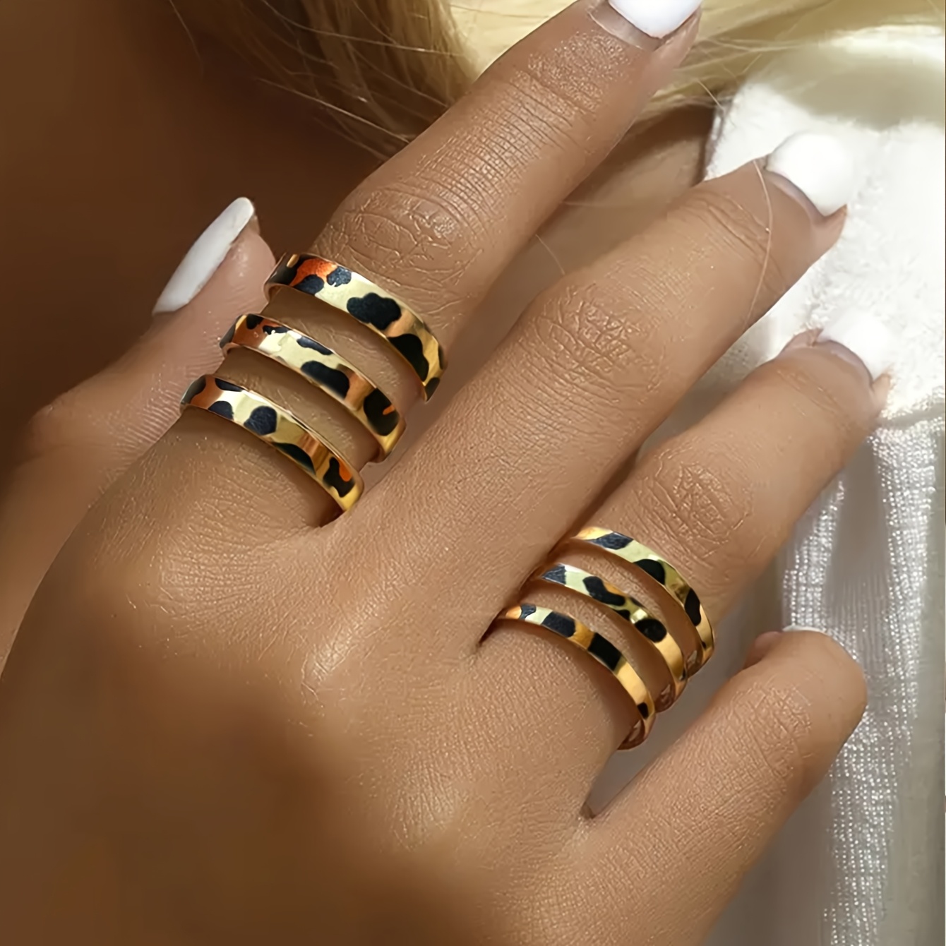 Adjustable Leopard Print Open Rings Vintage Boho Style Jewelry