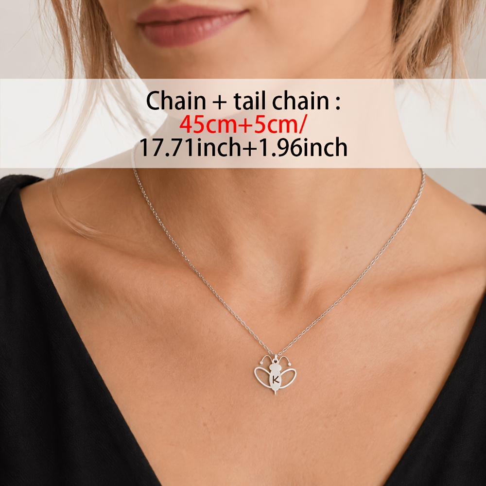 Custom Initial Bee Necklace for Women, Golden