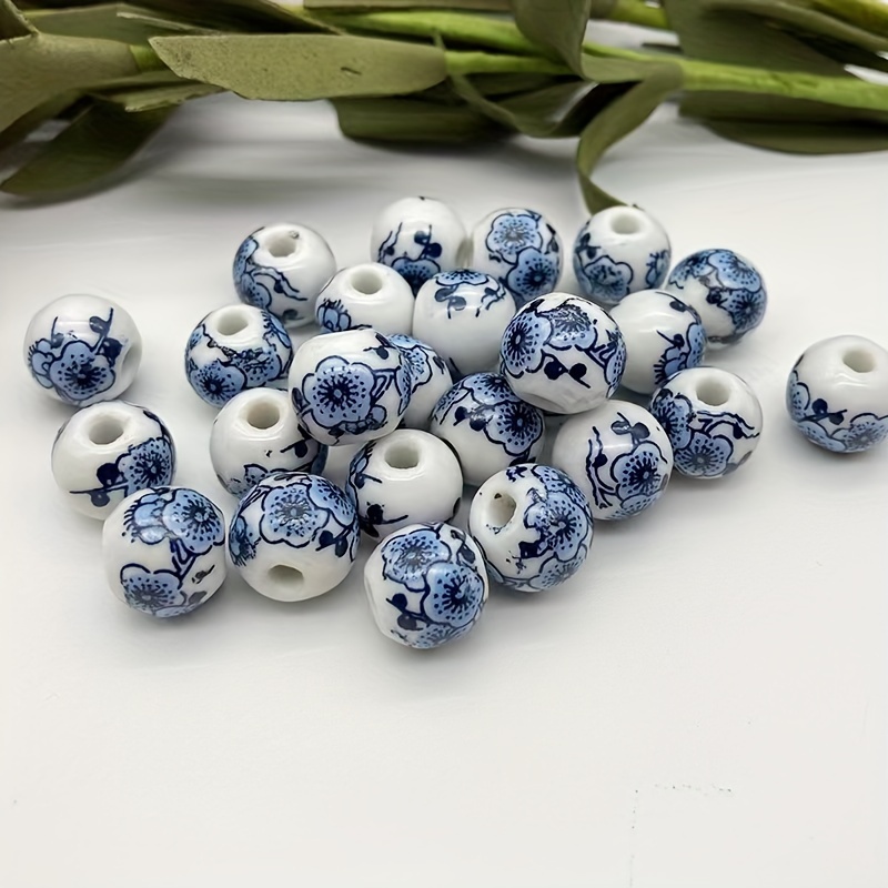 24pcs Big Plum Blossom Ceramic Beads for Handmade Jewelry