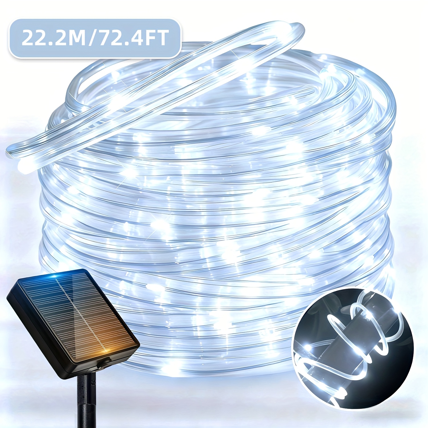 TEMU 1 Pack Outdoor Solar Tube Light, Led Fairy String Light, 12 Lighting Modes, Ipx4 Garden Decoration Light, Flashing Outdoor Light Strip Suitable