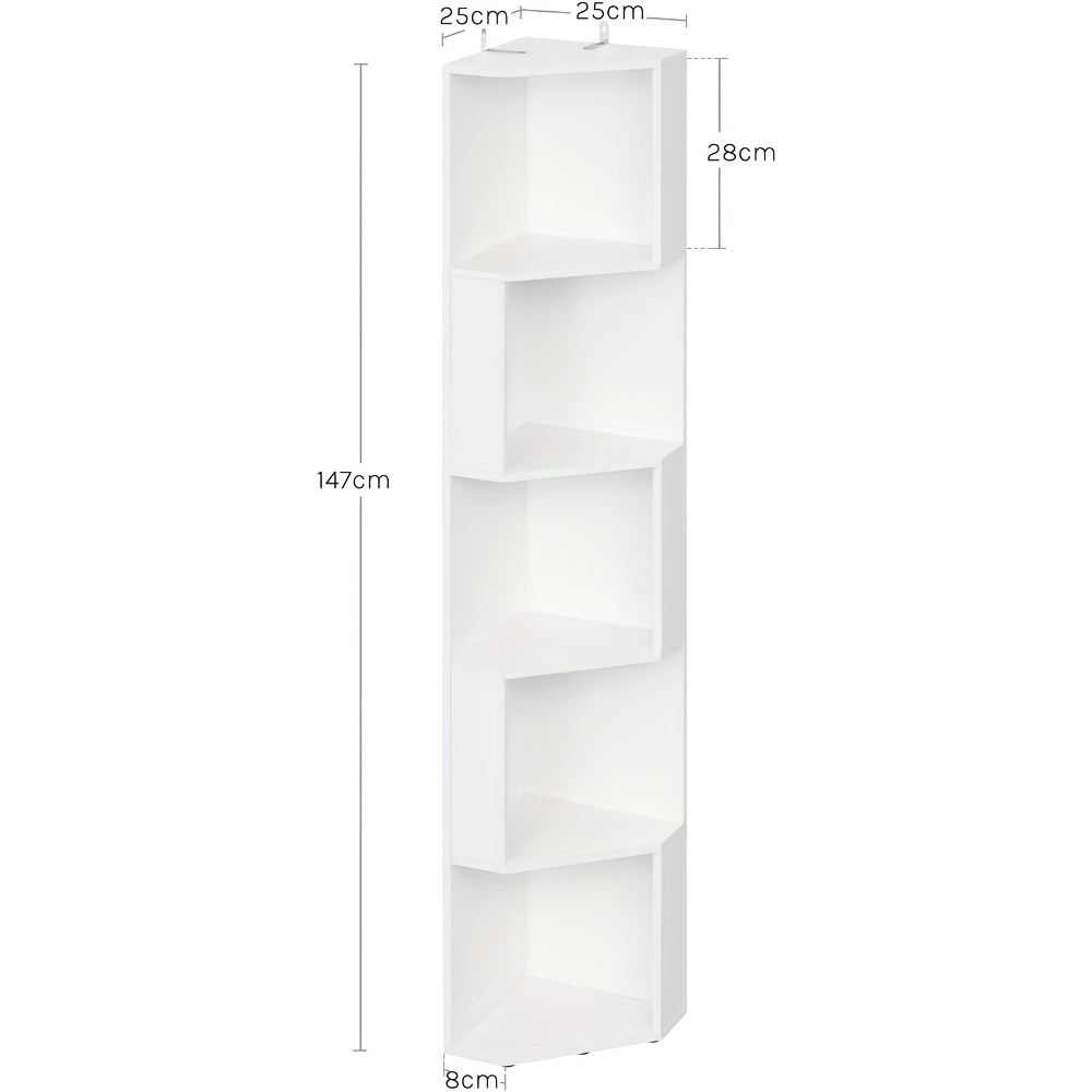 Single Corner Bookshelf, Office Storage Unit, Upright Bookshelf Featuring 5 Open Sections Suitable For Office, Living Room, Bedroom, And Study, In