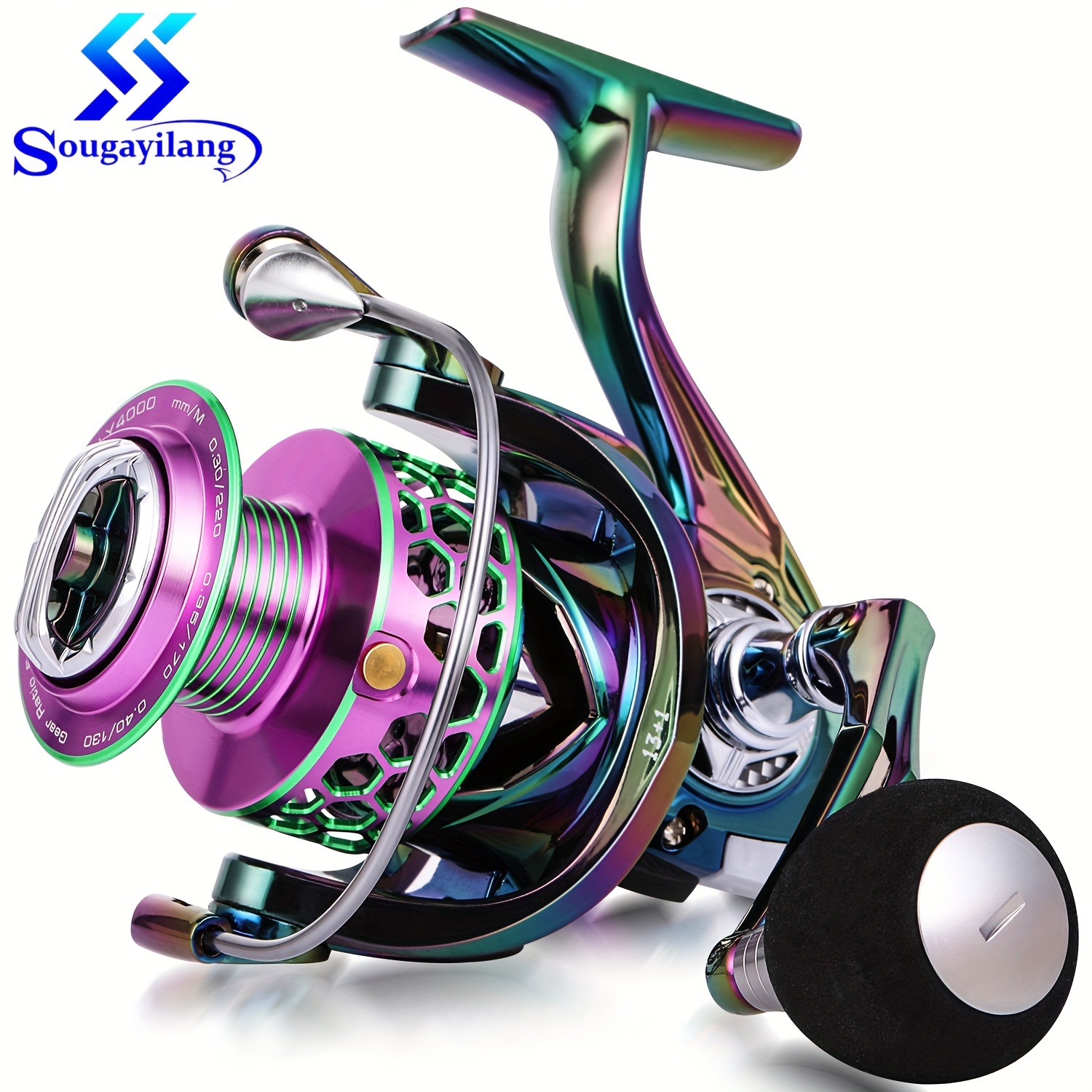 

Sougayilang 1pc 1000-4000 Series Spinning Reel, Super Light Cnc Aluminum Spool, 13+1bb, 5.2:1 High Gear Ratio, Durable Metal Fishing Reel For Freshwater And Saltwater