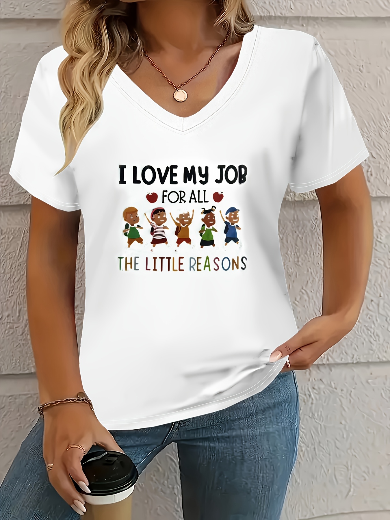 womens casual v neck short sleeve t shirt   appreciation graphic with i     quote cartoon   machine washable teacher shirts  able teaching     graphic tee soft fabric tee