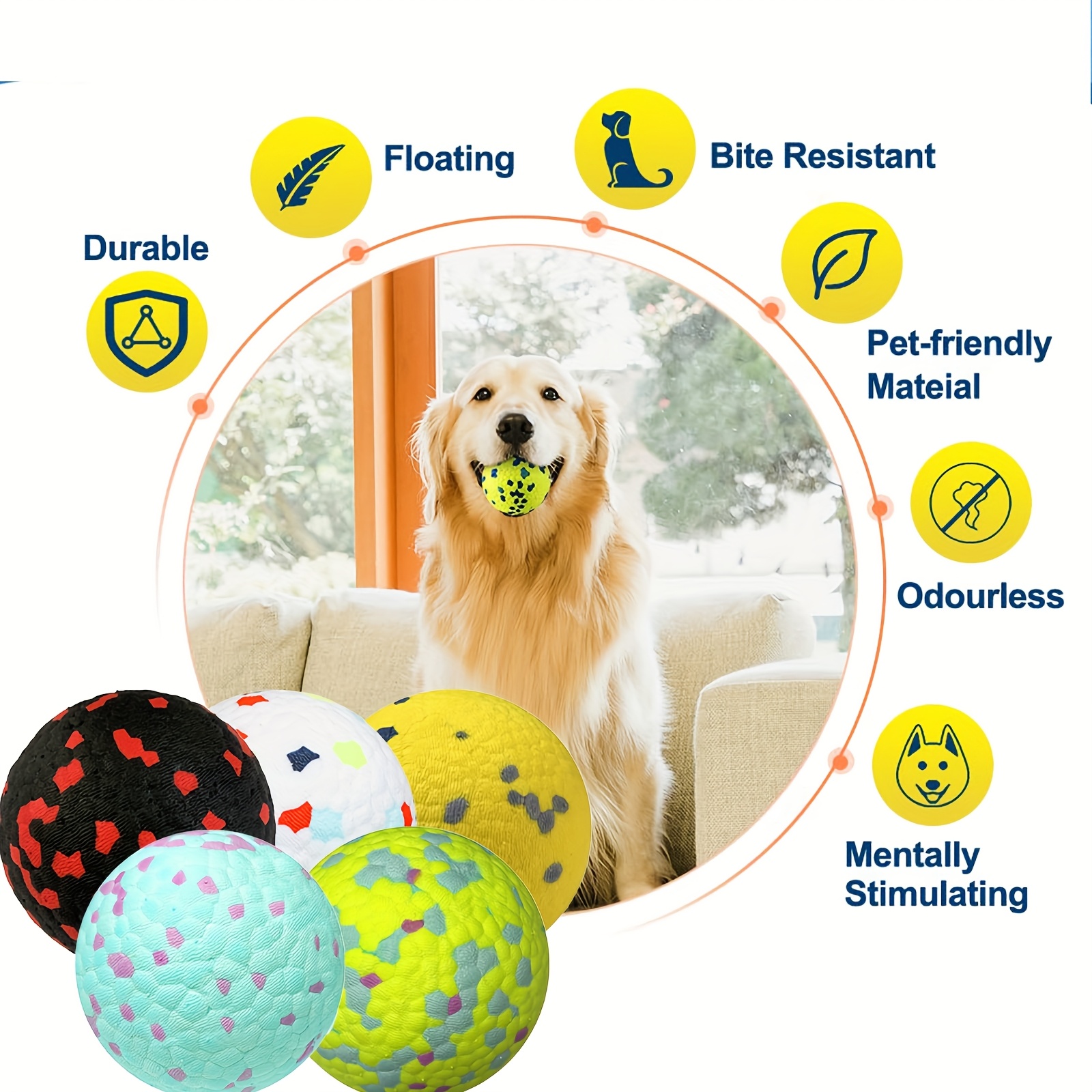 Dog Tennis Ball, Bite-Resistant Elastic Toy Ball