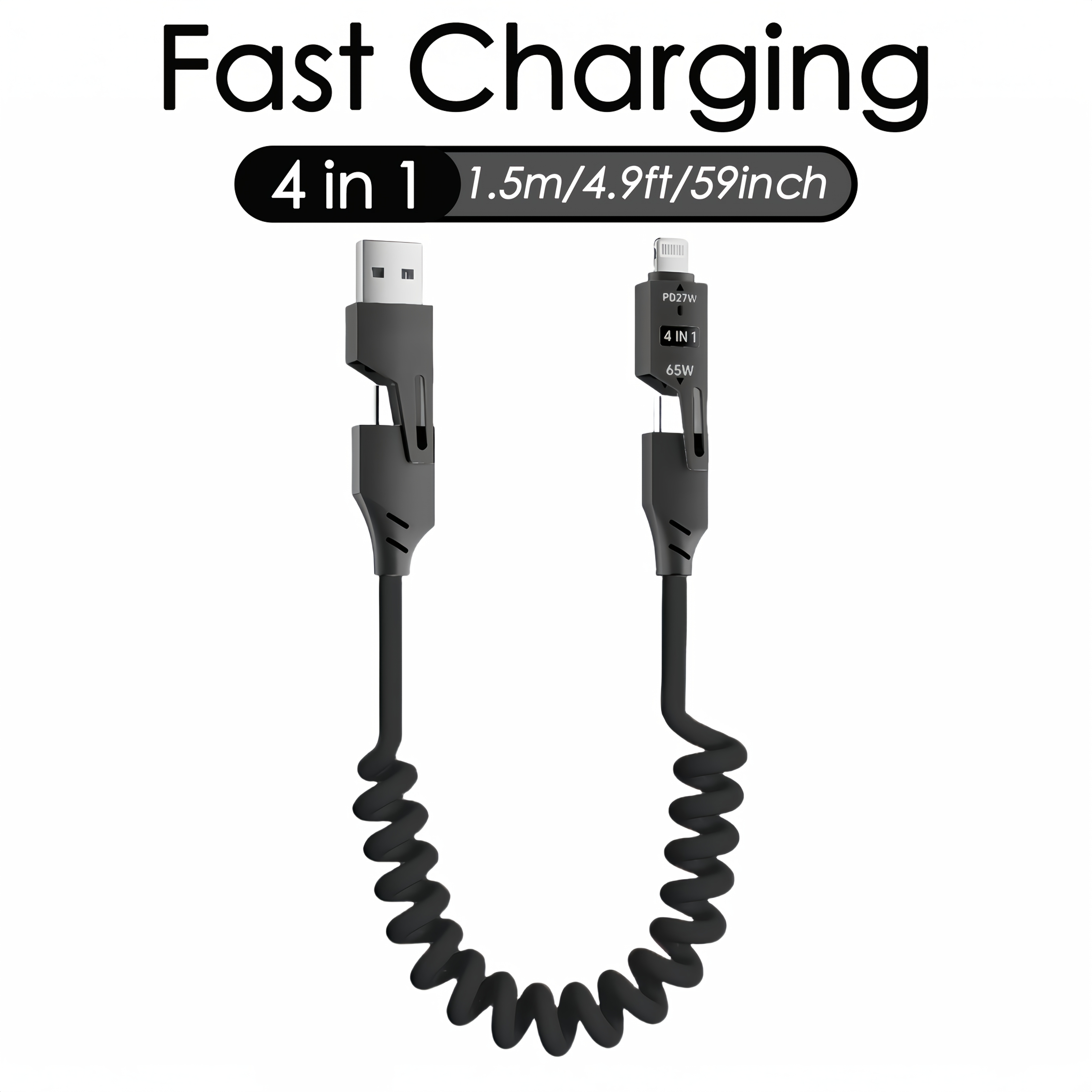 Image of Spring Data Cable In 6 Colors, Supports Data Transfer And Fast, Secure Charging And Data Transfer. Suitable For Charging Electronic Devices Such As Iphone, , Meizu, Ipad, And Airpods