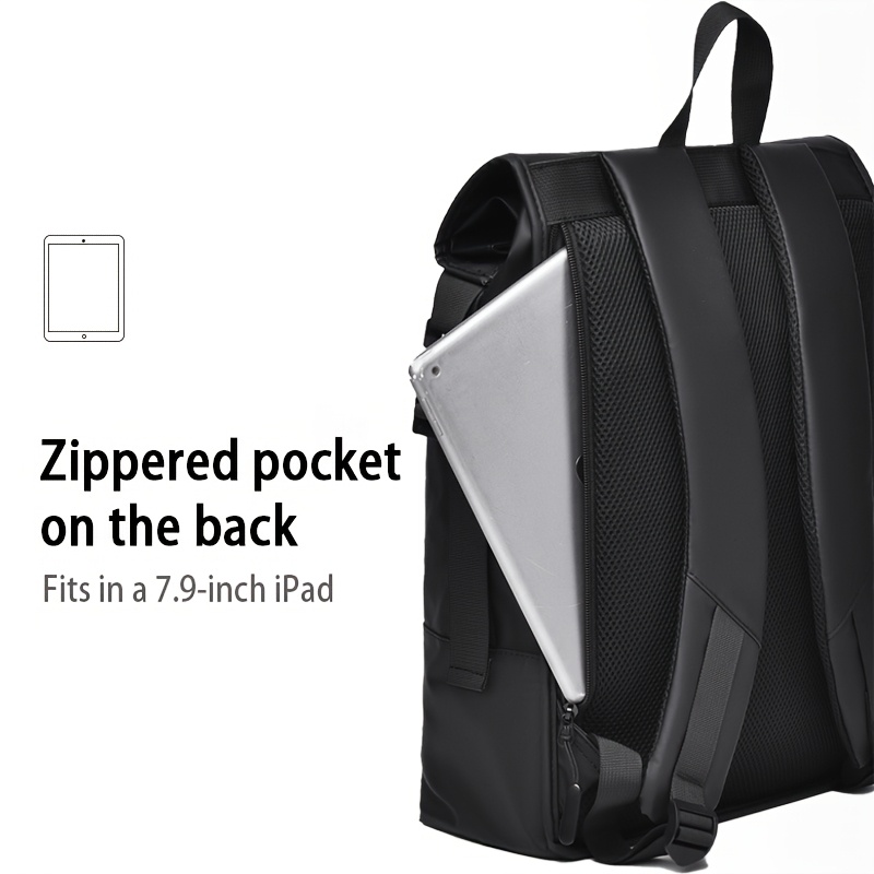 Stylish Roll-Top Daypack with Laptop Compartment - Durable Oxford Fabric, Adjustable Straps, Zip Closure for Outdoor Adventures
