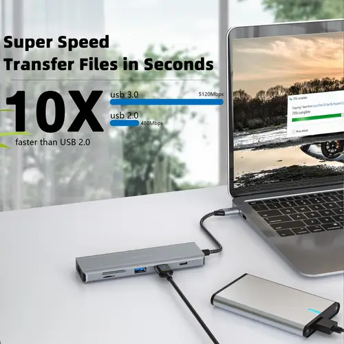 9in 1 usb c port docking station with 4k hdtv 3 x usb 3 0 usb c 3 0 data usb 2 0 100w pd sd tf card reader compatible with laptops and other type