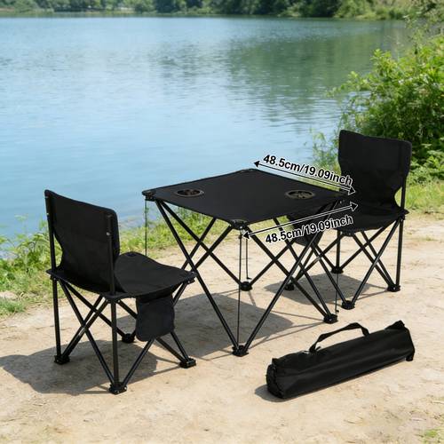 an outdoor leisure set featuring a folding table and oxford cloth camping furniture for picnic bbq fishing sketching