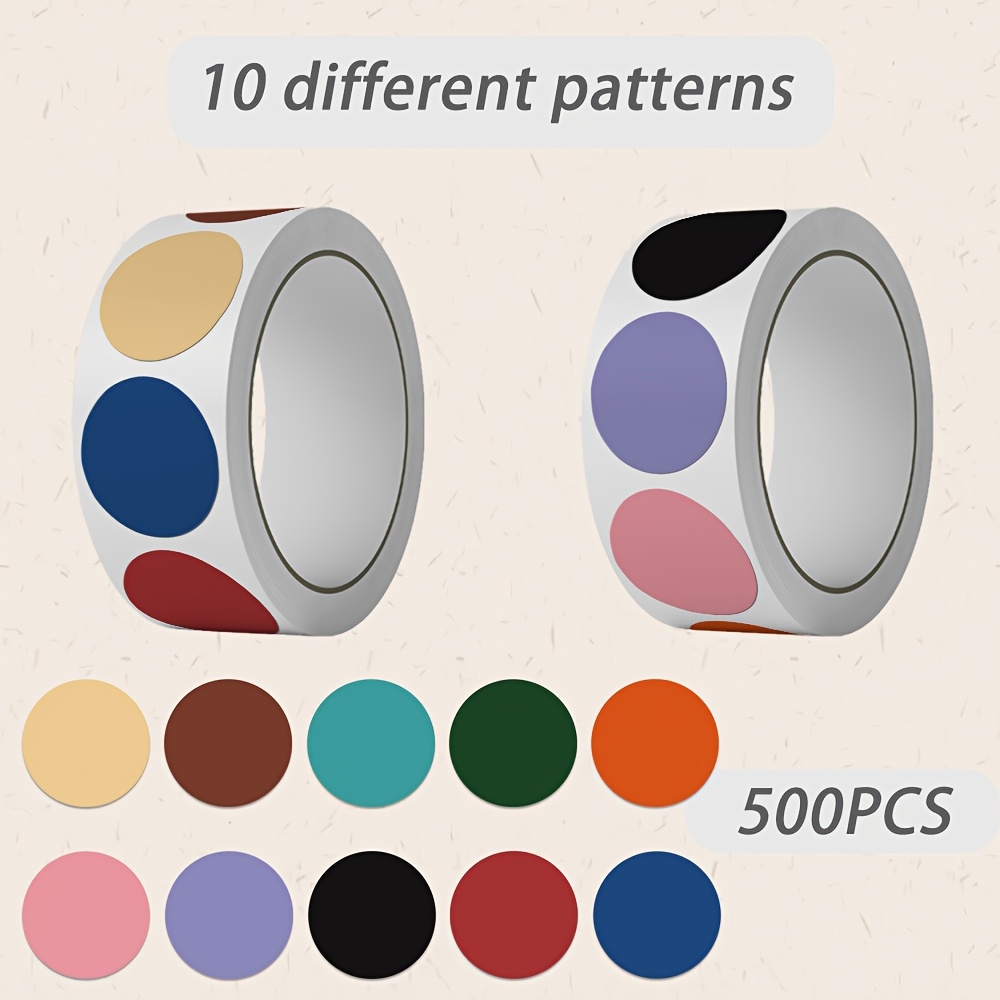 Image of 1 Roll/500pcs Gutbd Polka Stickers Compatible For Laptop, Phone Case, Envelope - Adhesive Dots, Multi- Decorative Sealable Labels, Cute For Scrapbooking, Journals, Planners (500 Stickers Roll)