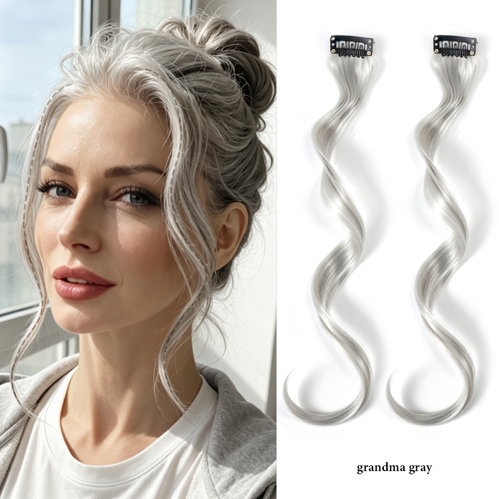 TEMU 2pcs Light Color Side Bangs Long Sideburns Wig Pieces - Heat Resistant Synthetic Fiber, Modifies Face Shape And Adds Fashion Sense, Suitable For