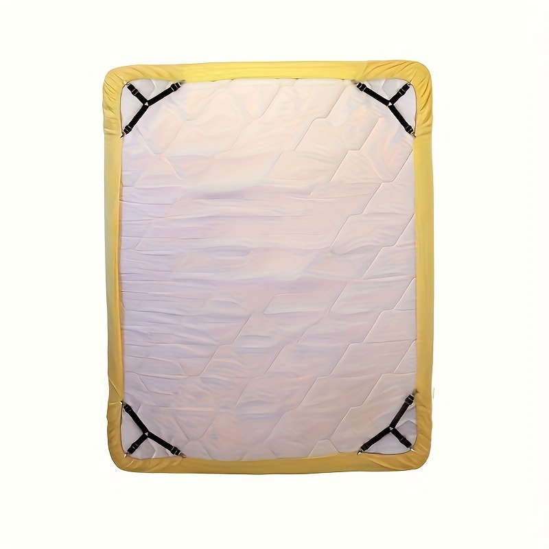 4pcs可调式弹性床单带透明夹 - 防滑、易于清洁的尼龙紧固件，用于固定床上用品和沙发垫，黑色 商品详情 4