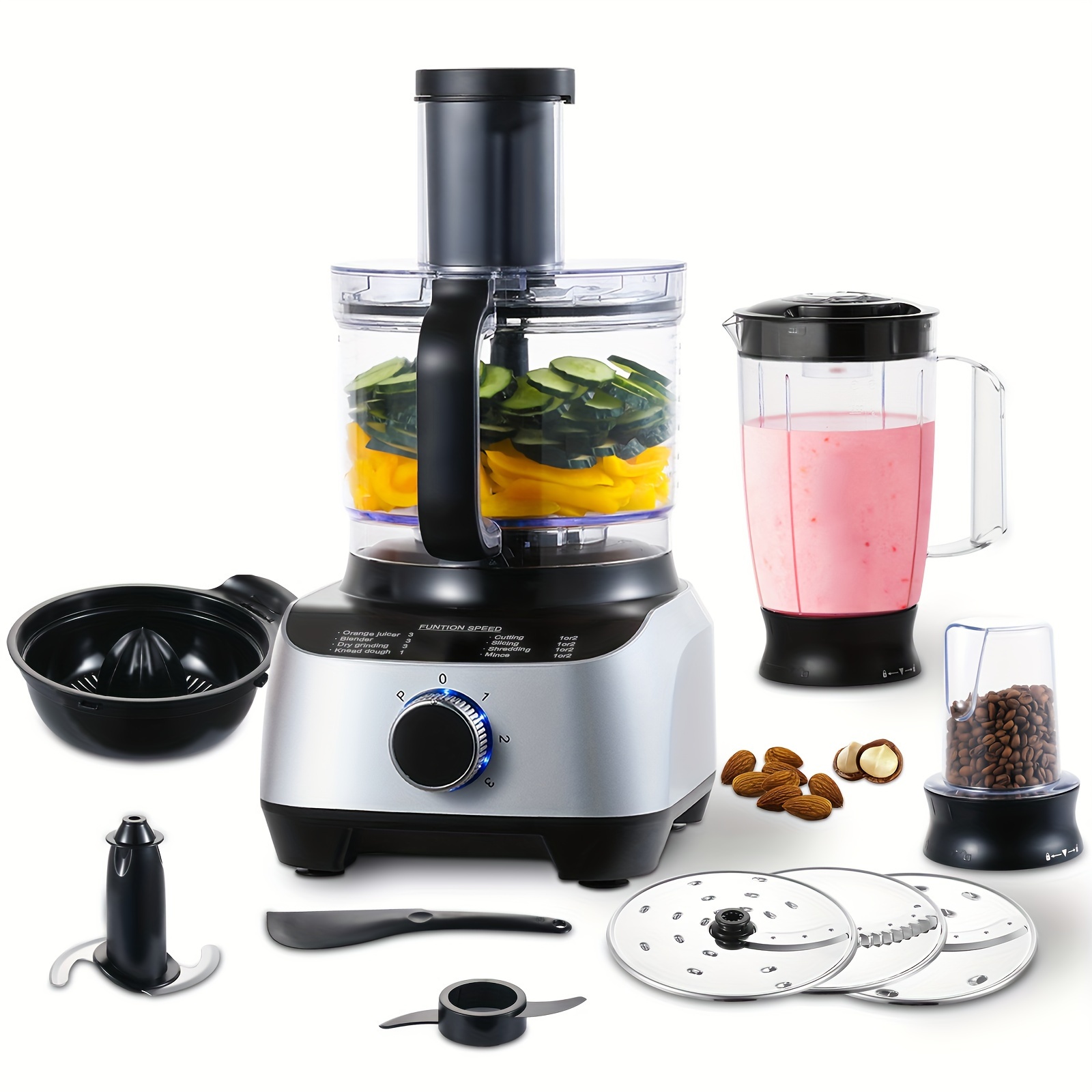 Food Processor 11-in-1 With Chopping Blending Kneading Grinding Whisking Juicing, 1300w, 3 Plus , 3.5l Bowl 5l Jug Blender