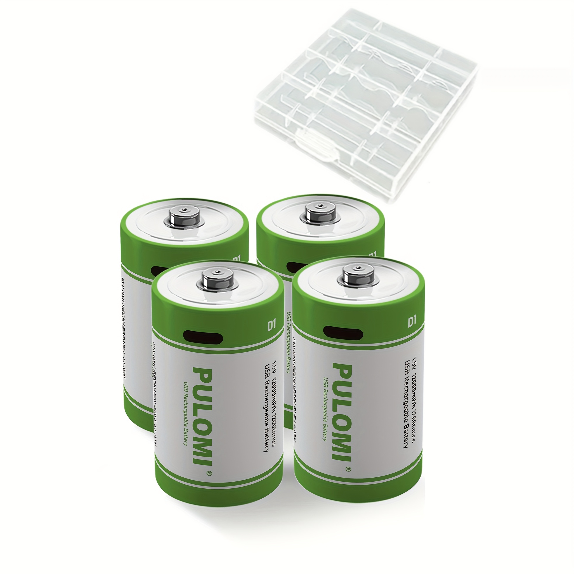 TEMU 4pcs Pulomi Usb-c Fast Charging D Batteries - High Capacity 8000mah (12000mwh) Rechargeable Lithium-ion, Long-lasting 1200+ Charge Cycles,