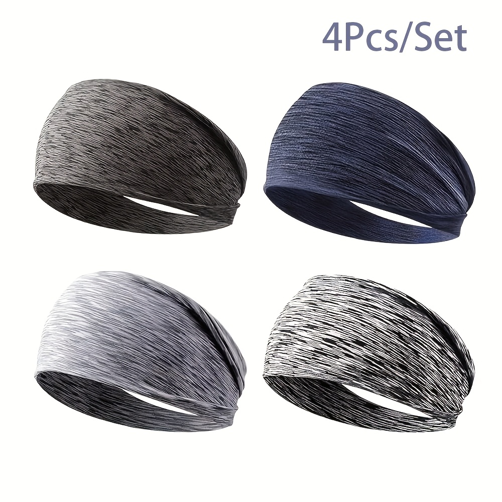 TEMU 4-pack Women's Moisture-wicking Headbands - Non-slip Sports Headscarf, Suitable For Exercise, Fitness, Yoga, Running, Athletic Headband