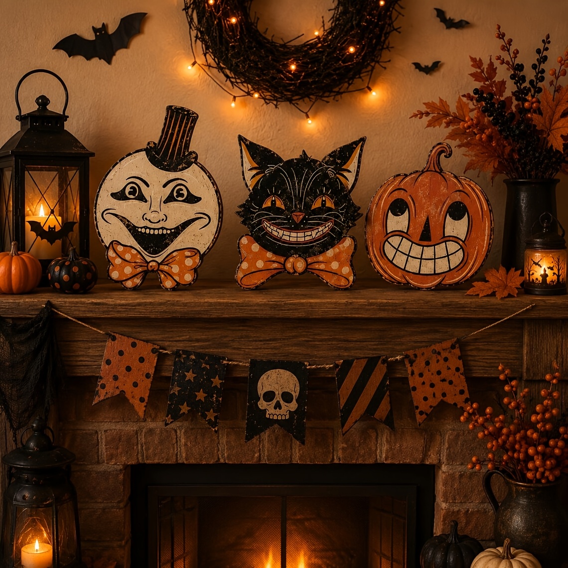 6pcs fun halloween wooden building blocks retro halloween desktop signboard suitable for   shelf decoration multi layer tray set ideal gift for   during halloween autumn indoor decoration for   style