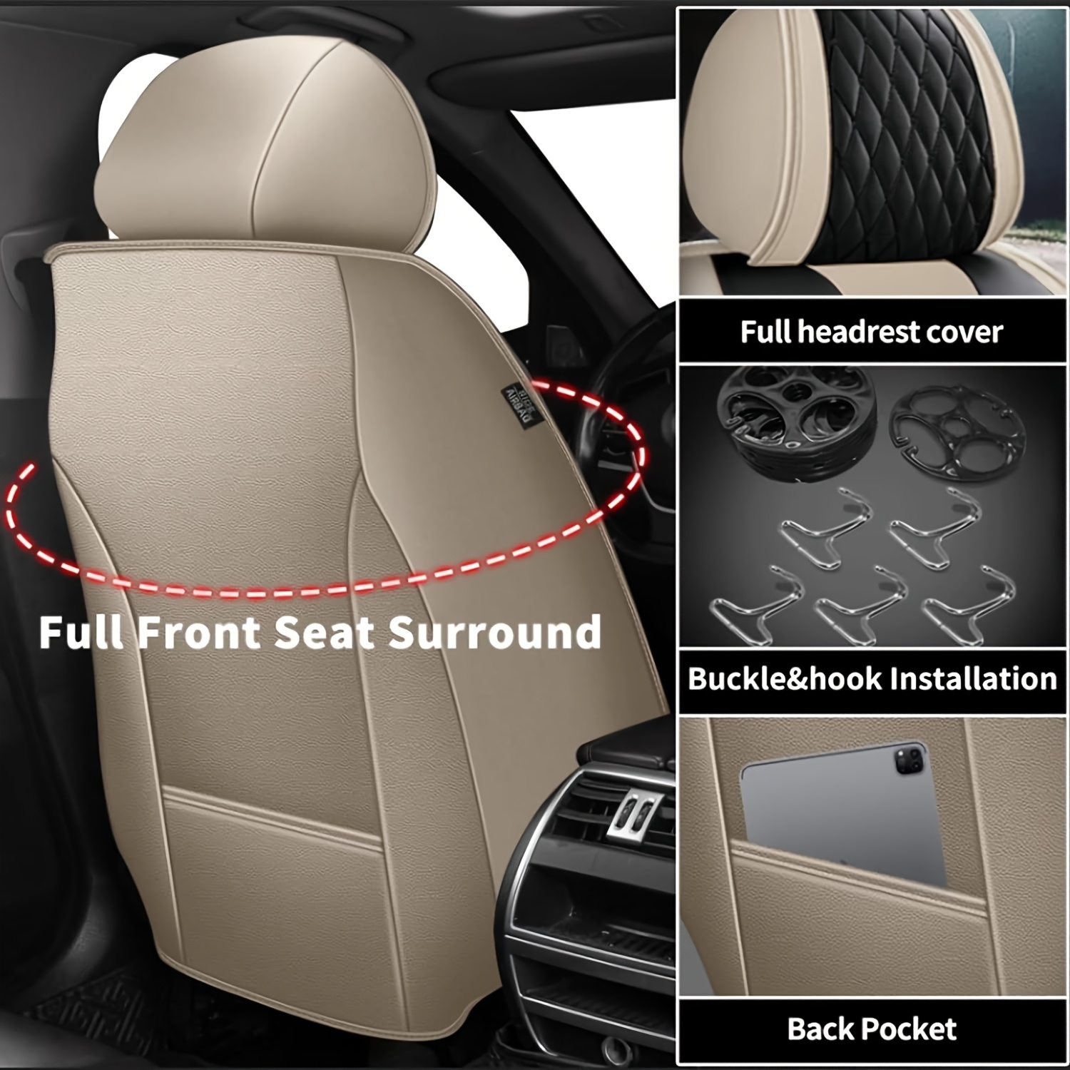For Subaru Crosstrek 2016-2024 Car 5-Seat Covers PU Leather Full Set Cushion Pad
