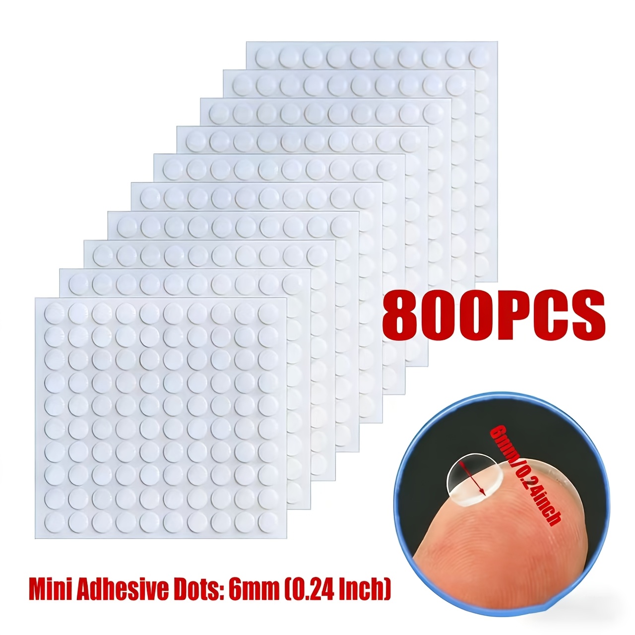TEMU 800pcs Points Adhésifs Amovibles Double Face Transparentes Ruban Adhésif 6Mm/0.24In Autocollants Acryliques pour Art Décoration Ballon Bureau