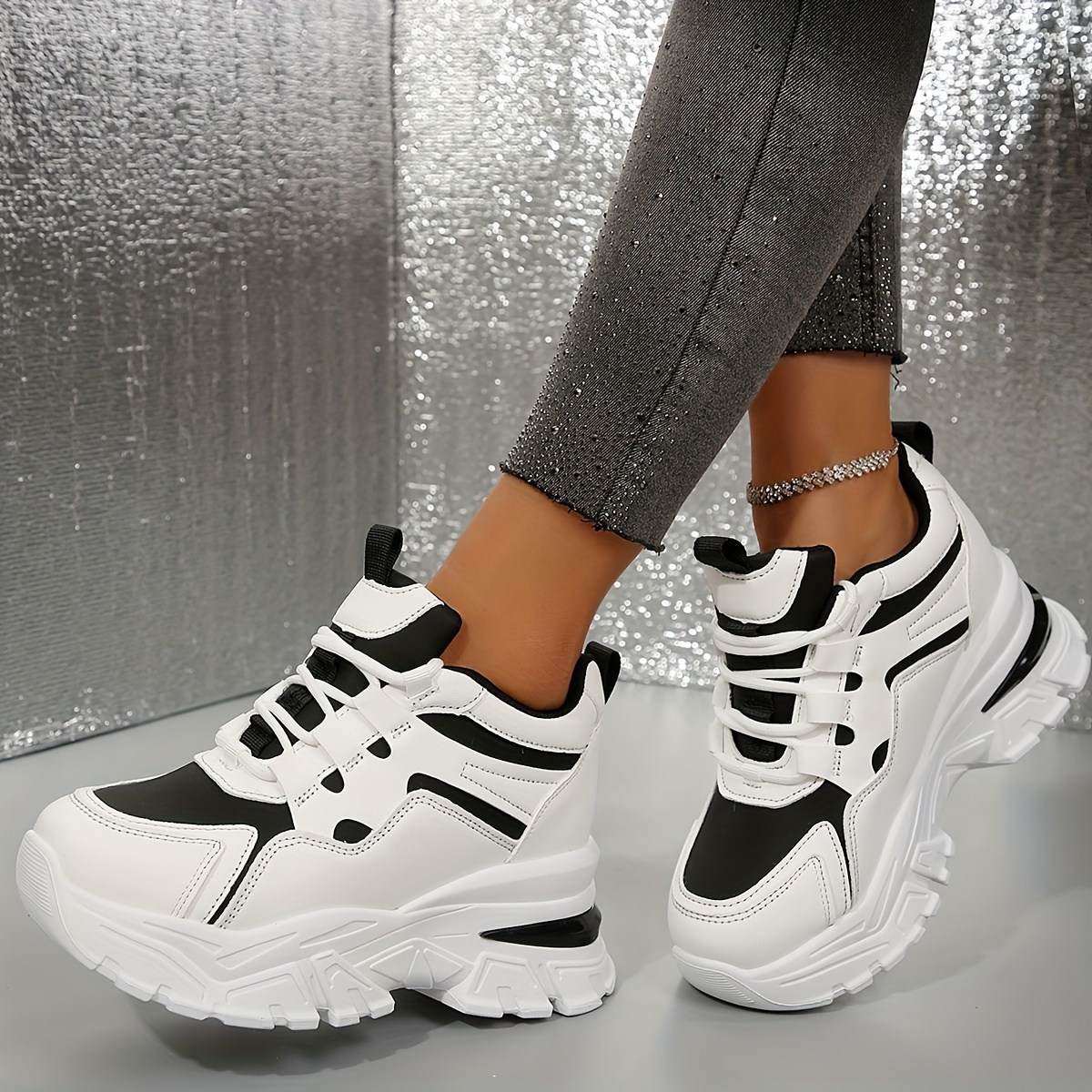 womens chunky sneakers thick sole casual sports shoes Temu