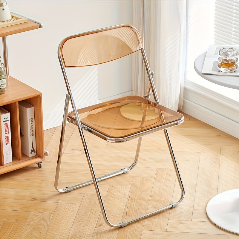 Easy Photography Clothing Store Stool, No Cushion Design, Transparent Acrylic Folding Chair, Suitable for Restaurants, Offices, Reception Areas, Etc., Modern Minimalist Style Living Room Chair