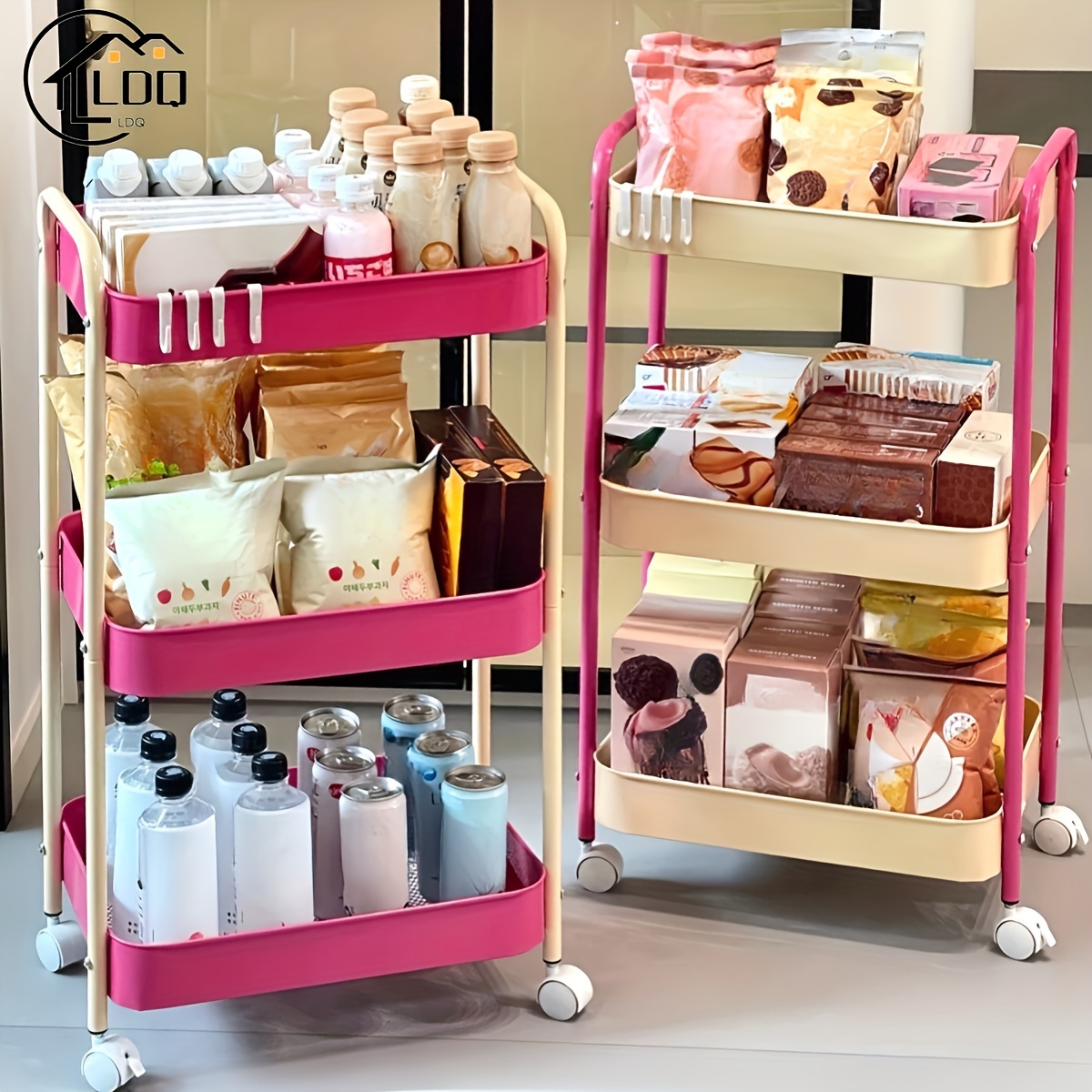 

Ldq 3-tier Rolling Storage Cart - Large Capacity, Metal Organizer For Kitchen, Bathroom & Dorms, Ldq