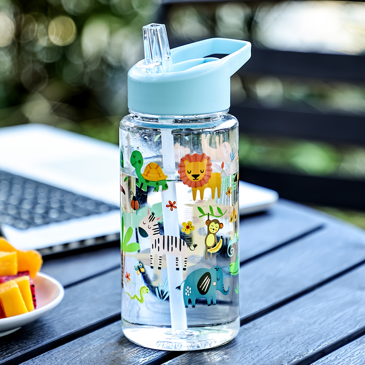 Image of A 500ml Cute Water Bottle, Cartoon Water Bottle, Outdoor Water Cup, Portable With Straw, Drop-resistant And Carrying Strap