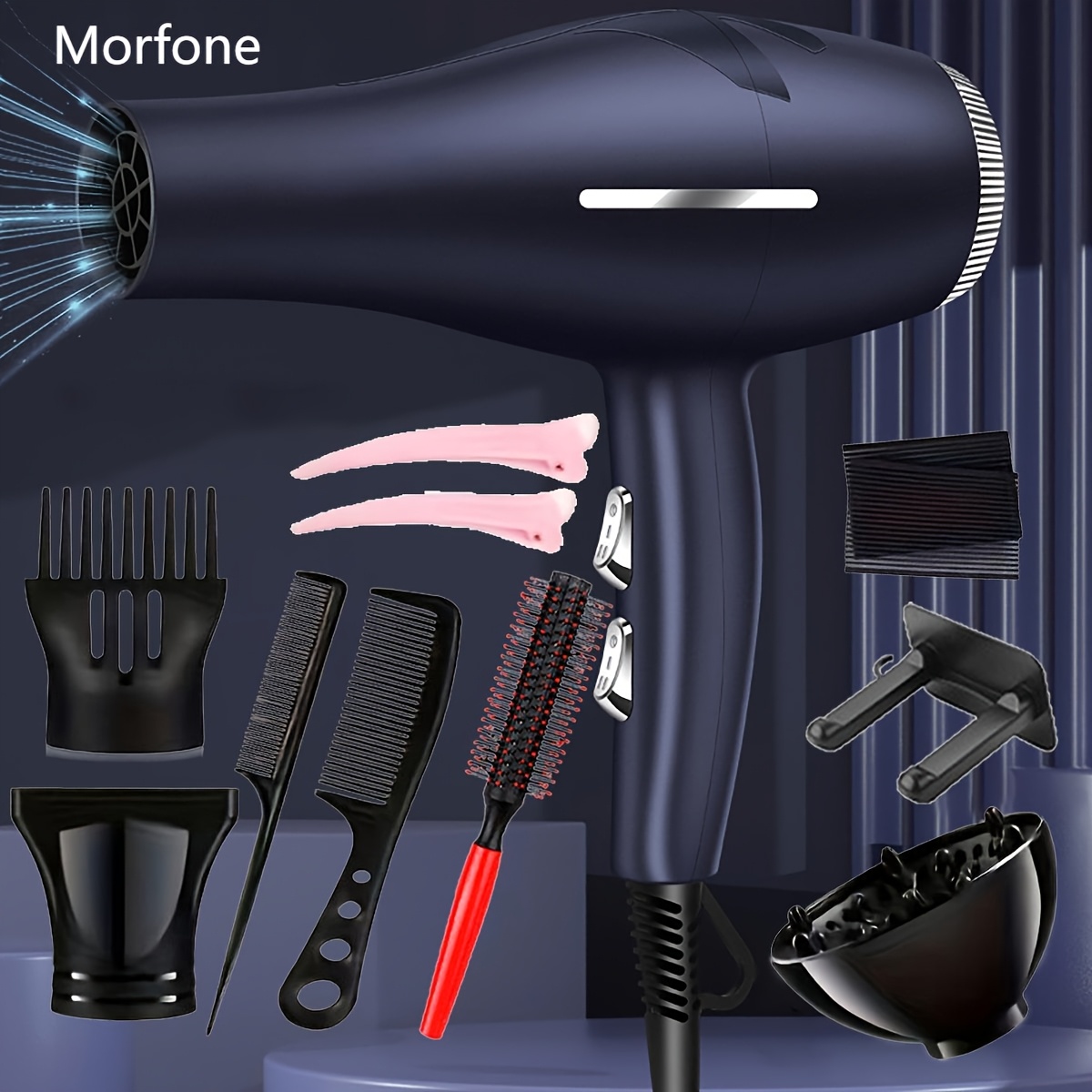 

Morfone 1200w Professional Hair Dryer Set - Fast Drying, , Ergonomic Handle, Ideal For Home And Salon Use, Perfect Christmas And New Year Gift