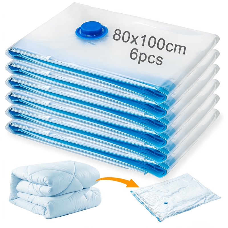 TEMU 6pcs Set Of Extra-large Vacuum Compression Storage Bags, Ideal For Organizing Seasonal Bedding, Pillows, Bed Sheets, Bulky Jackets, And Other