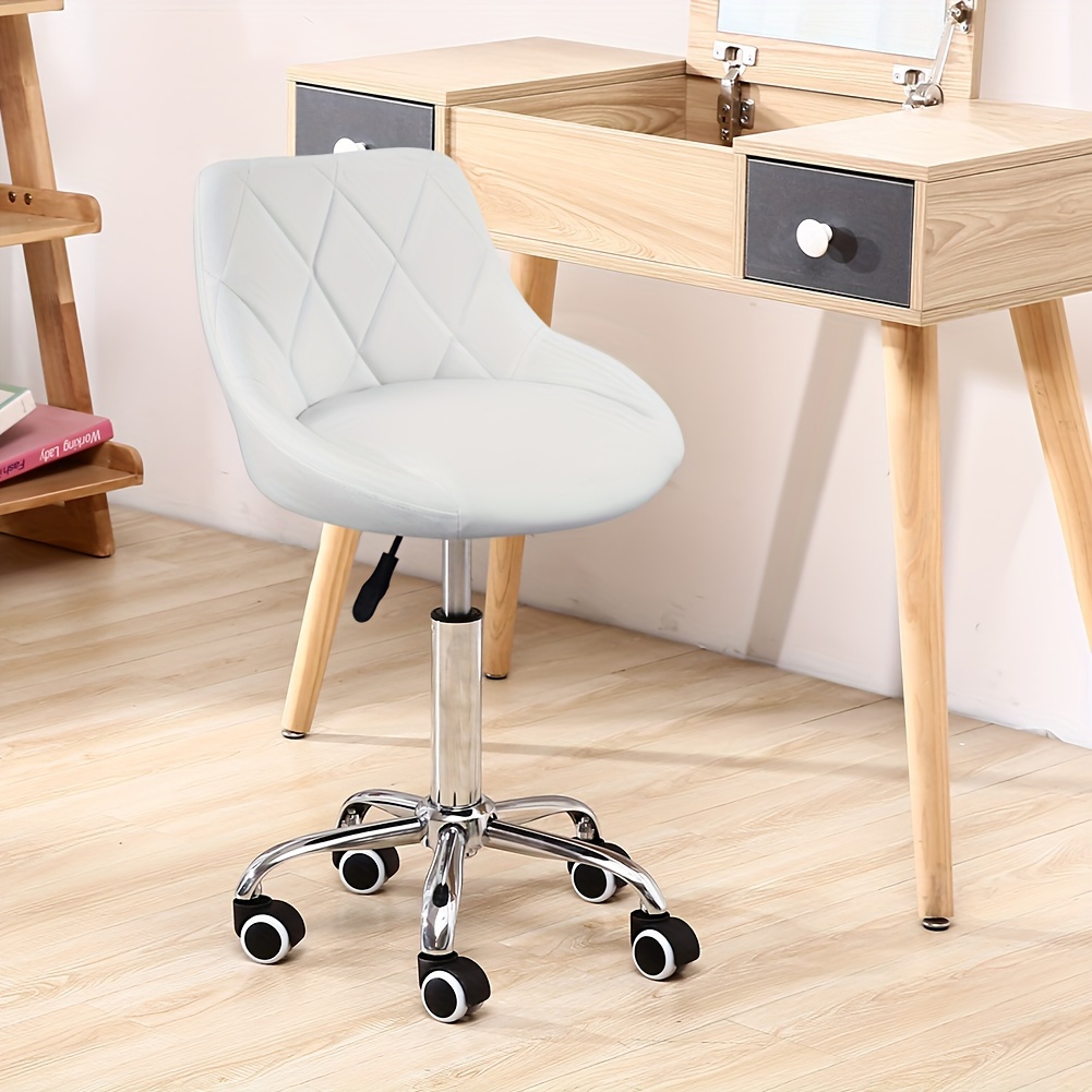 

Mid Back Pu Leather Height Adjustable Swivel Stool, Swivel Modern Task Chair, Computer Office Home Vanity Chair With Wheels