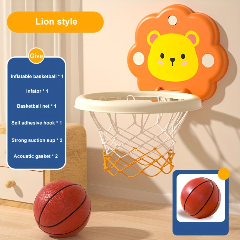 

1pc Kids' Adjustable Basketball Hoop Stand - Portable Cartoon Animal Design For Outdoor Play/indoor Play, Easy-install, Sports Toy Christmas Gift