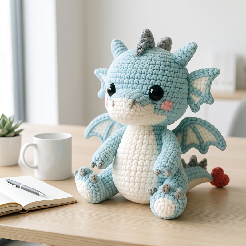DIY Crochet Kit for Cute Blue Dragon Amigurumi