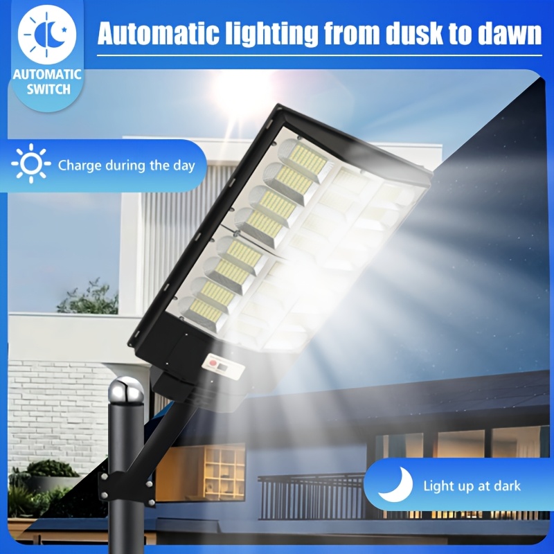 Outdoor Curved All-in-One Solar Street Light, 24000mAh Ultra-Large Capacity Battery, 1152LEDs Large Screen Illumination, Motion Sensor, with Remote Control, Suitable for Courtyards, Parks and Villas