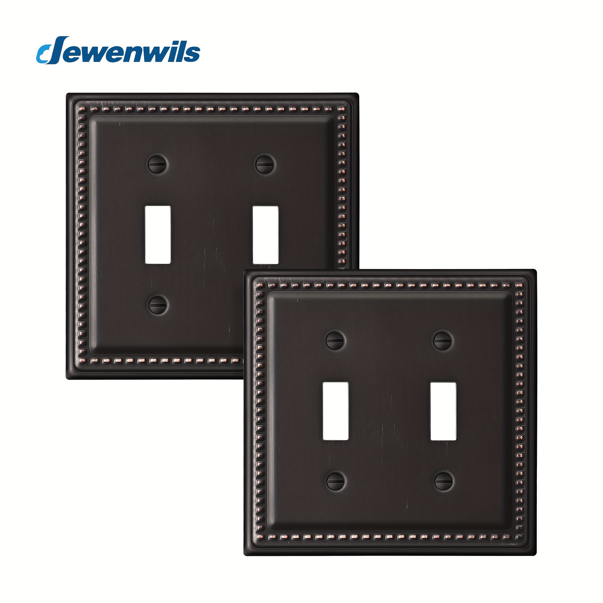 

Dewenwils 2 Pack Double Toggle Light Switch Covers, Aged Bronze Outlet Wall Plates, Heavy-duty Metal Material-http03b