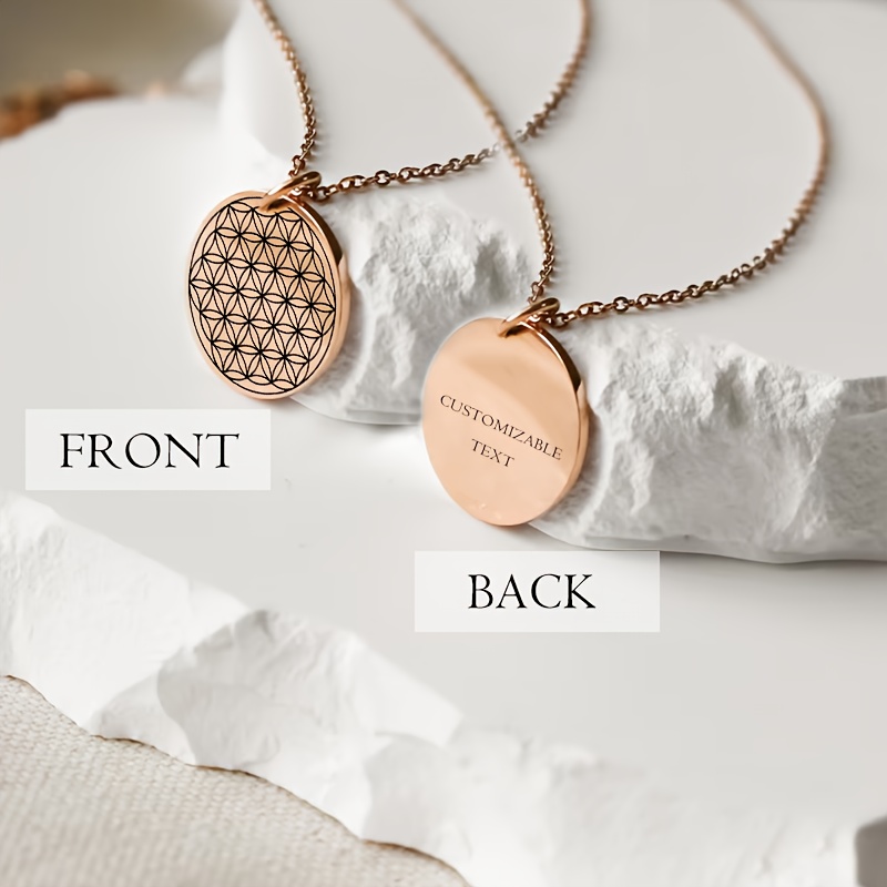 TEMU Collier avec pendentif Mandala Fleur de Vie, avec message personnalisé au dos, bijou bohème, convient pour les anniversaires, les anniversaires