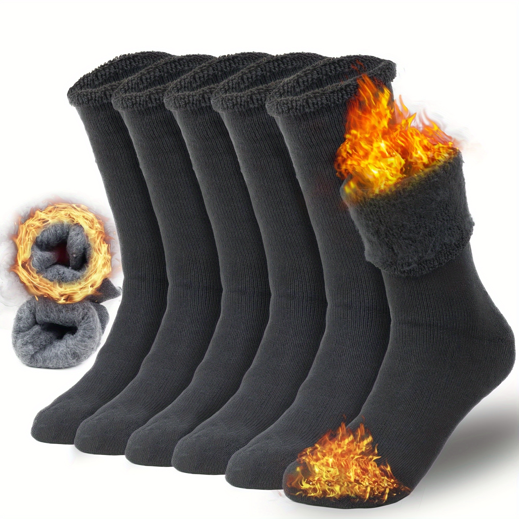 TEMU 3 Pairs Of Thick, Insulated Wool Crew Socks For Men, Designed To Keep Your Feet Warm During Outdoor Activities In For Cold Weather