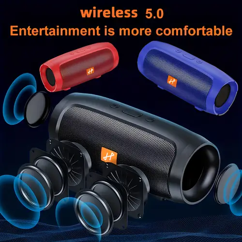 portable wireless speakers with surging sound effect multiple colors rechargeable lithium battery usb charging stereo bass boost ideal for smartphones tablets outdoor entertainment vibrant durable build outdoor sound system