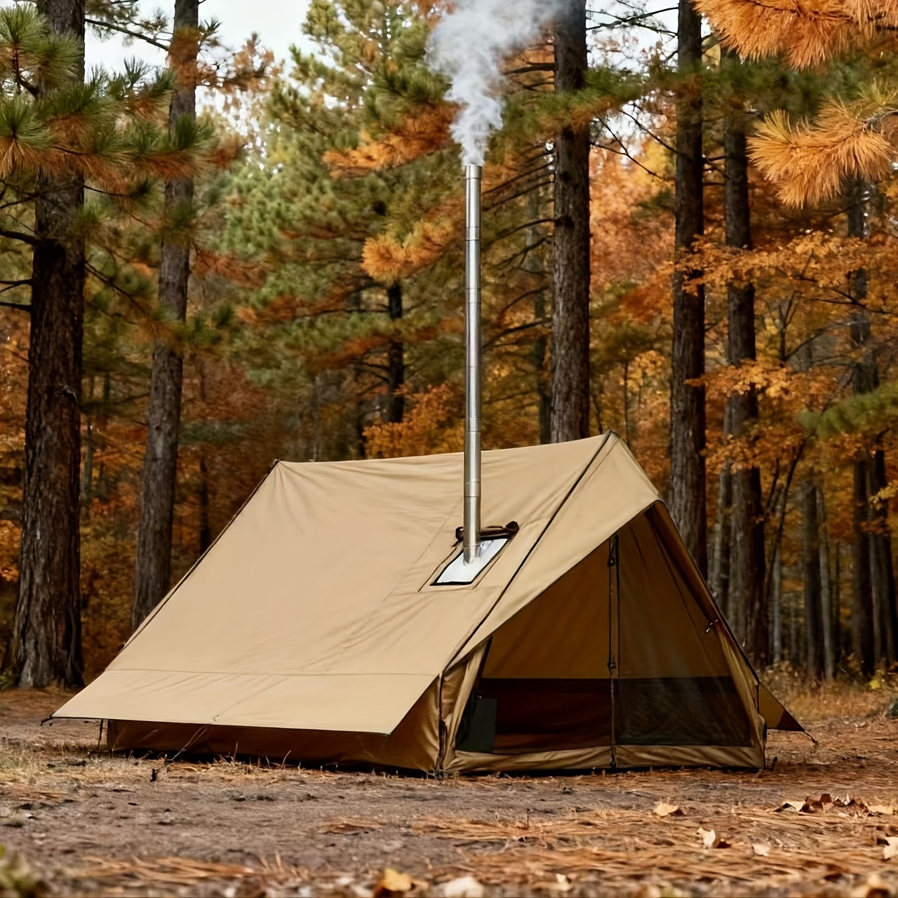 TEMU 70 Pro Portable Winter Camping Tent With Stove Jack - 3000mm High Quality Hot Cabin Tent, Flame Retardant For 2-person, Compatible With Wood/