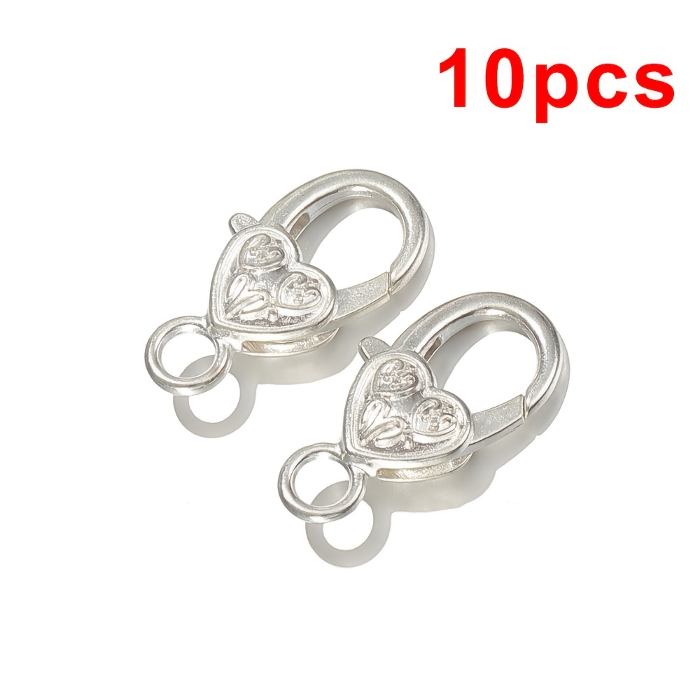 Image of 10pcs/lot Lobster Clasp Hooks Heart Keychain Clasps For Jewelry Making Bracelet Chain Additions Wholesale