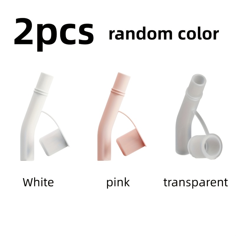 TEMU 2pcs/random Color Reusable Silicone Straw Head Covers - Dust-proof Drinking Straw Caps With Extension Tube, Essential For Halloween, Christmas,