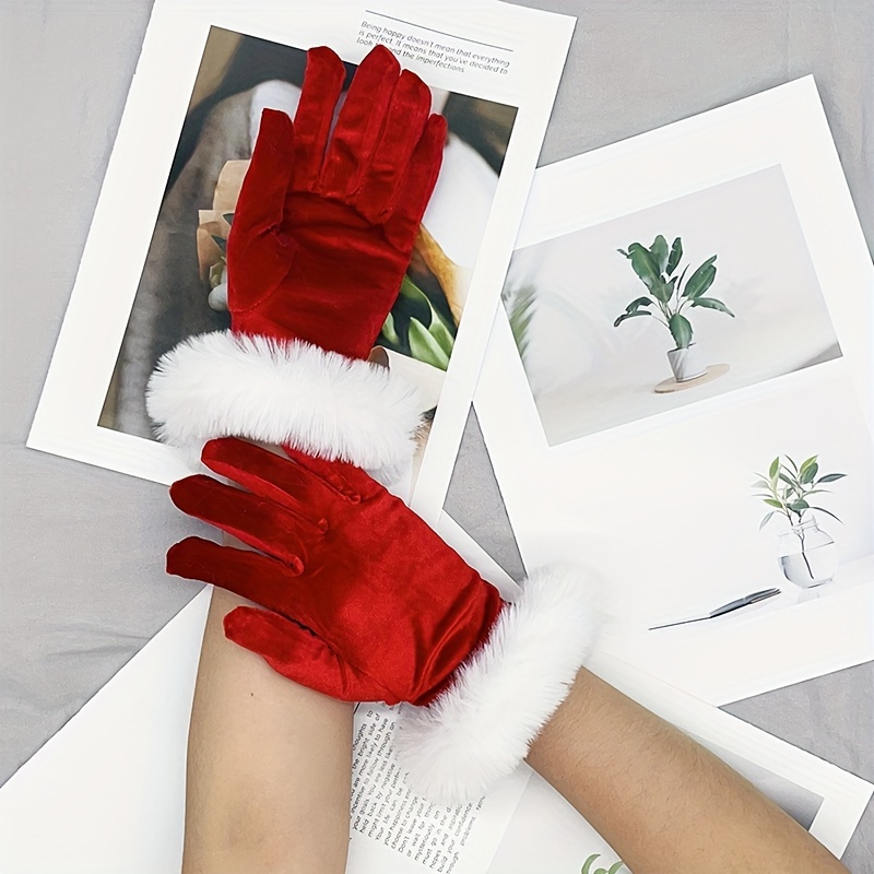 

Halloween Short Velvet Thickened Warm Gloves, Christmas Costume Gloves