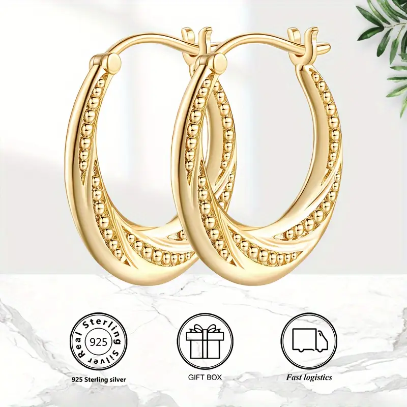 925 silver 18k gold plated gold bead spiral earrings stylish earrings for parents weddings valentines day anniversaries birthdays and graduation ceremonies with beautiful gifts Product details 1