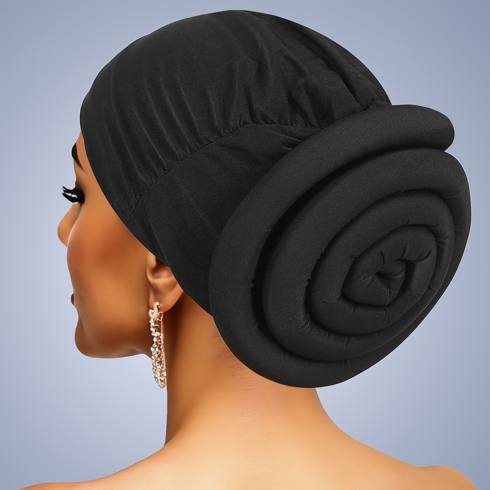 Image of Women's African Heavy Pre-tied Scarf Turban With Large Back Coiled – Elegantly Protects Hair For Special Occasions And Balls
