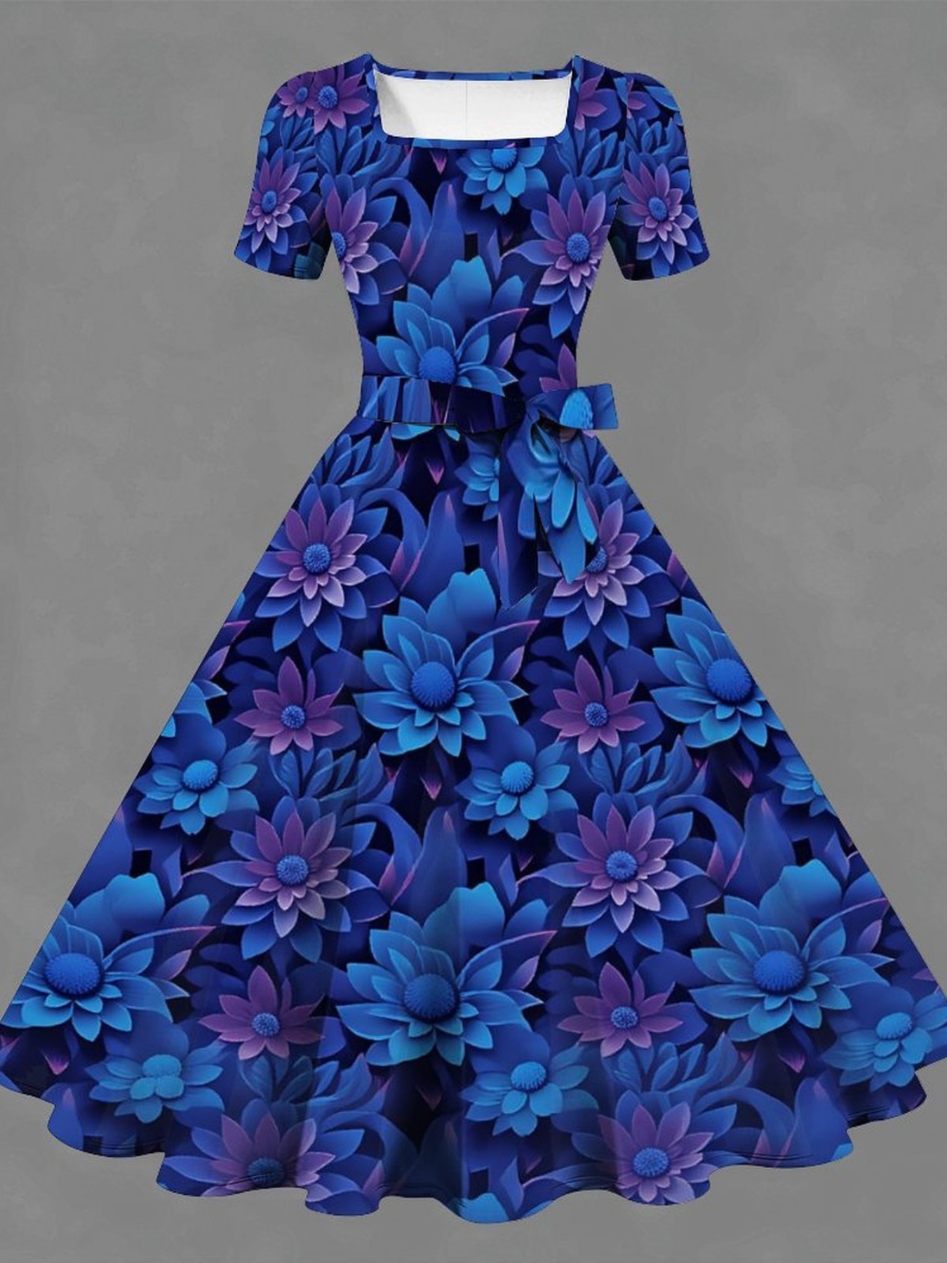 blue dress for baby girl Straps Blue Floral Corset A-line Ruffle Prom Dress – Dressesforparty