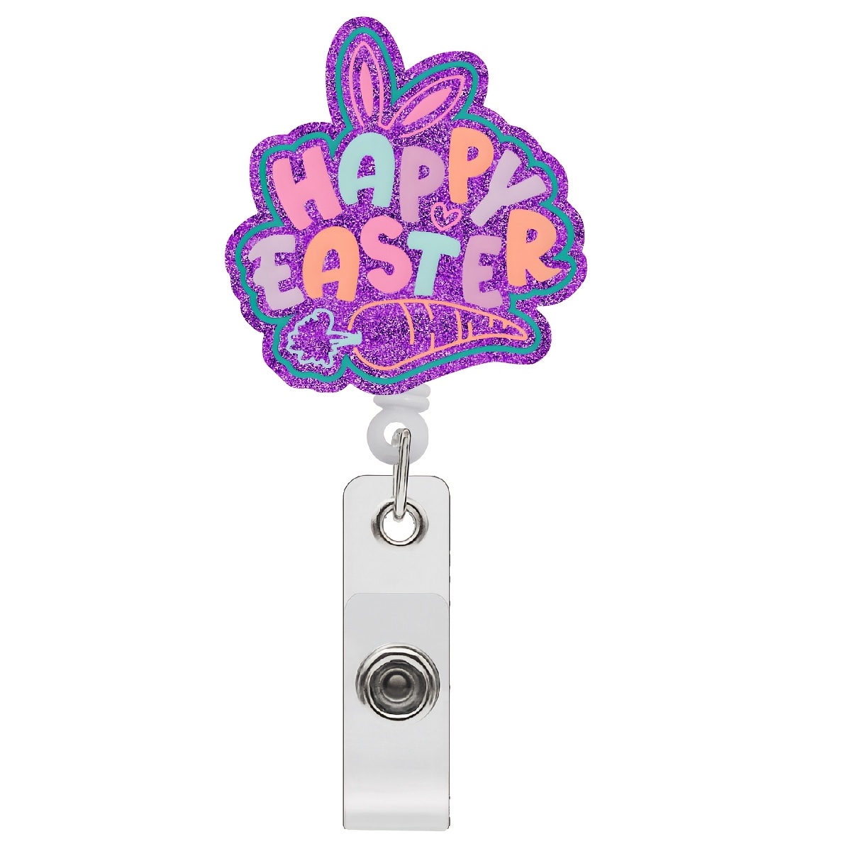 

Easter Bunny Themed Badge Holder With Scroll - Abs Resin, Cute Design For Teachers, Students, Nurses - Gift, Rabbit Accessories